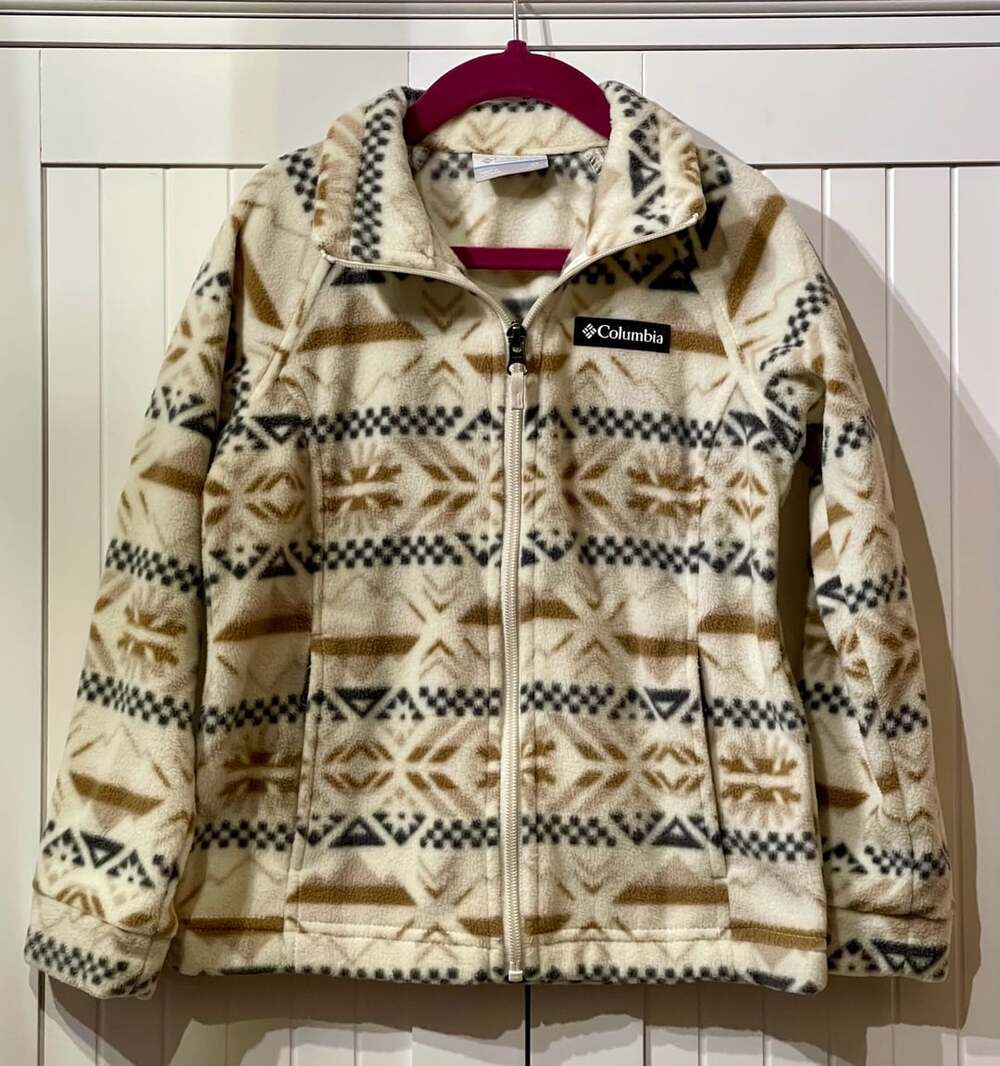 Columbia Benton Springs Printed Full Zip Fleece Jacket XS (6/8) White Brown